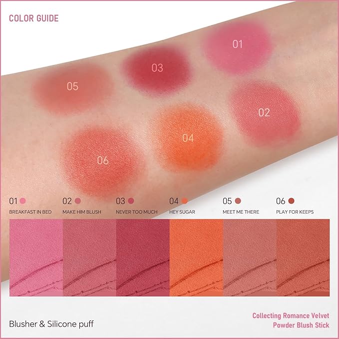 Cream to Powder Blush Stick, Built-In Jelly-like Silicone Makeup Applicator, Buildable & Blendable, Multi-use Blush Makeup Stick for Cheeks, Lips and Eyes, 03 NEVER TOO MUCH