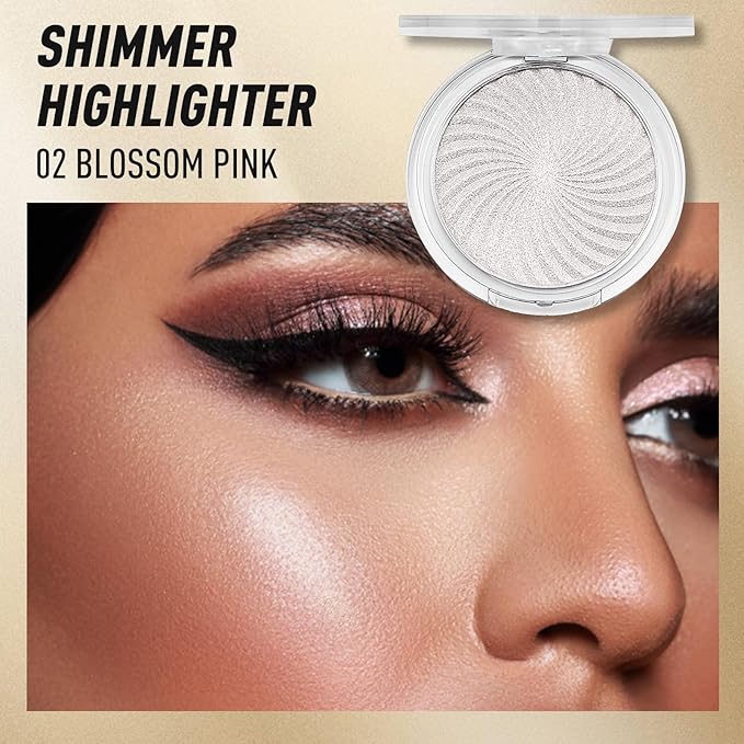 Highlighter Makeup Palette Face Body Shimmer Glitter Illuminator Highlighter Make up Kit Long Lasting Highly Pigmented Highlighters Makeup Palette #2 Blossom Pink