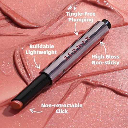 KIMUSE Lip Plumper, Hydrating Korean Lip Gloss, Click Tinted Lip Balm Solid Lipstick for Plumps & Moisturizes, Long-wearing All-in-one Lip Plumping, Gloss, Balm