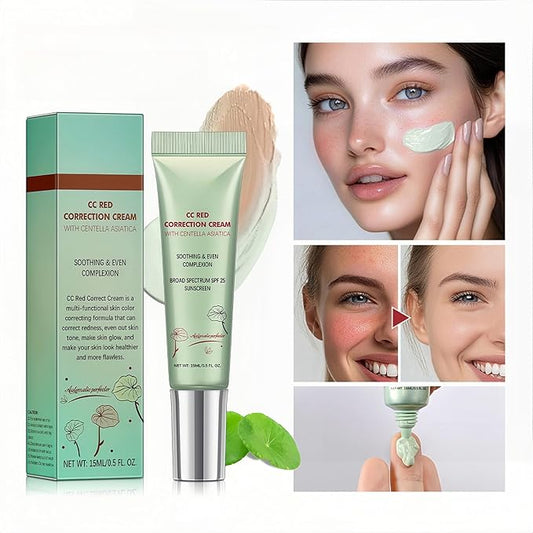 MAEPEOR Color Correcting CC Cream 5 Colors Lightweight Multi-Purpose Facial Concealer with Illuminating Finish Soothes & Hydrates Skin (03 Green)