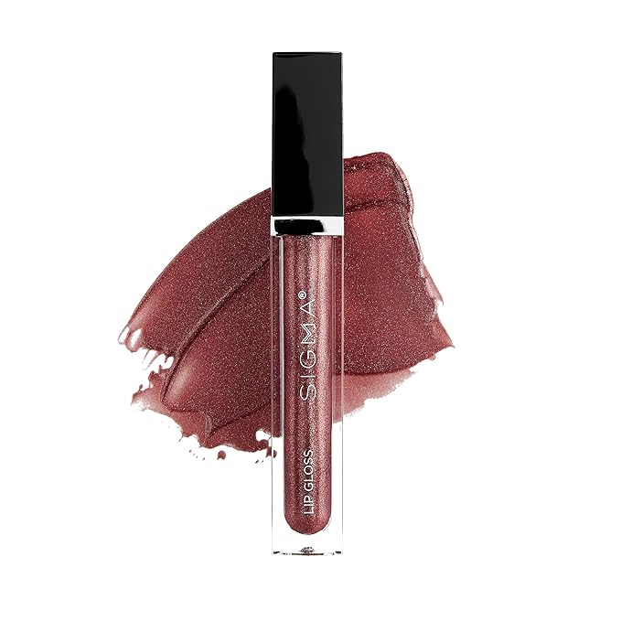 Sigma Beauty Lip Gloss - Passionate - Non Sticky, High-Shine Lip Gloss with Shimmer - Paraben Free - Deep Maroon Color