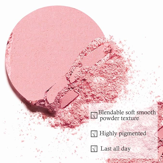 Boobeen Single Color Blush Face Blush Palette Matte Baked Makeup Blush Powder High Pigment Pressed Blush, Long-lasting Colorful, Blends Easily, Lightweight