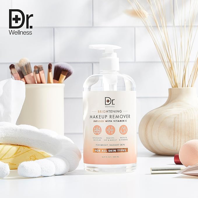 Dr. Wellness Rose Water Makeup Remover - 16.9 fl oz / 500ml, Cruelty-Free & Vegan, Gentle Formula for Effective Makeup Removal, Citrus
