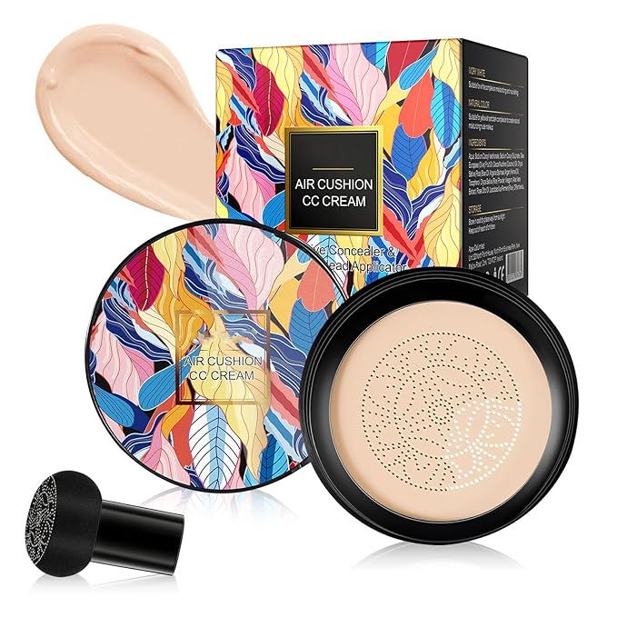 Indicativet Mushroom Head Air Cushion CC Cream, Air Cushion CC Cream Mushroom Head, Indicativet Foundation BB Cream Face Make Up, Long Lasting Matte Moisturizing Concealer (Ivory, 1Pcs)