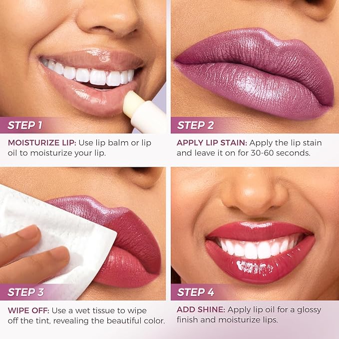 SACE LADY Lip Stain Set Peel Off, Long Lasting Waterproof Tinted Lip Gloss Shimmer Matte Finish, Transfer Proof Natural Liquid Lipsticks Stay All Day for Women