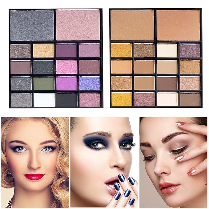 Makeup Kit For Women Full Kit - 74 colors makeup sets - 36 Eyeshadow, 28 Lip Gloss, 3 Contour Powder, 3 Brushes, 3 Blusher, 4 Concealer, 1 Mirror, three-dimensional pull type Combination Palette