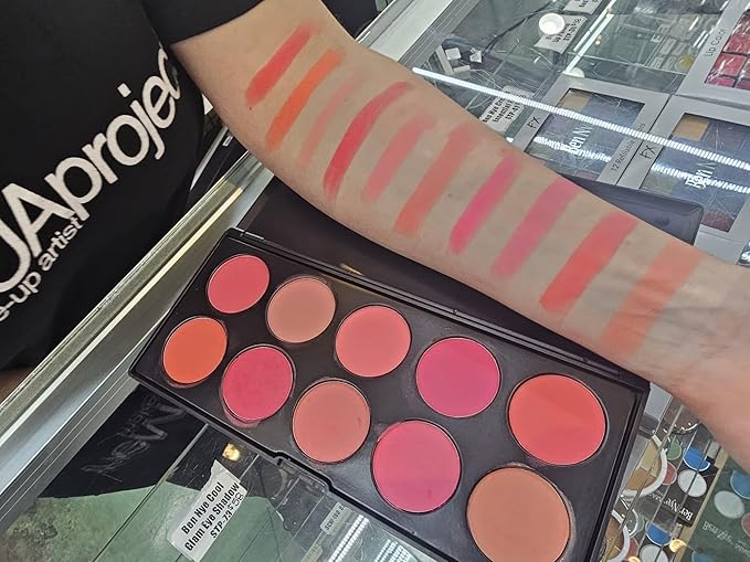 10 Color Powder Blush Palette - Blendable Matte Long Lasting Blush Shades, Pink Blush, Natural Blush Colors, Mauve Blush, Blush for Cheeks, Vibrant Blush, Portable Blush Palette