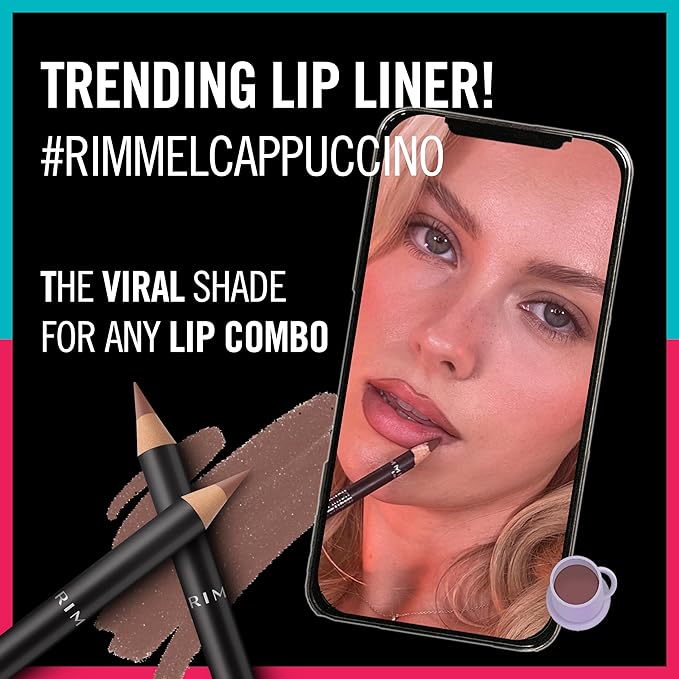 Rimmel Lasting Finish 8HR Soft Lip Liner Pencil - Vibrant, Blendable Formula to Lock Lipstick in Place for 8 Hours - 725 Tiramisu, .04oz