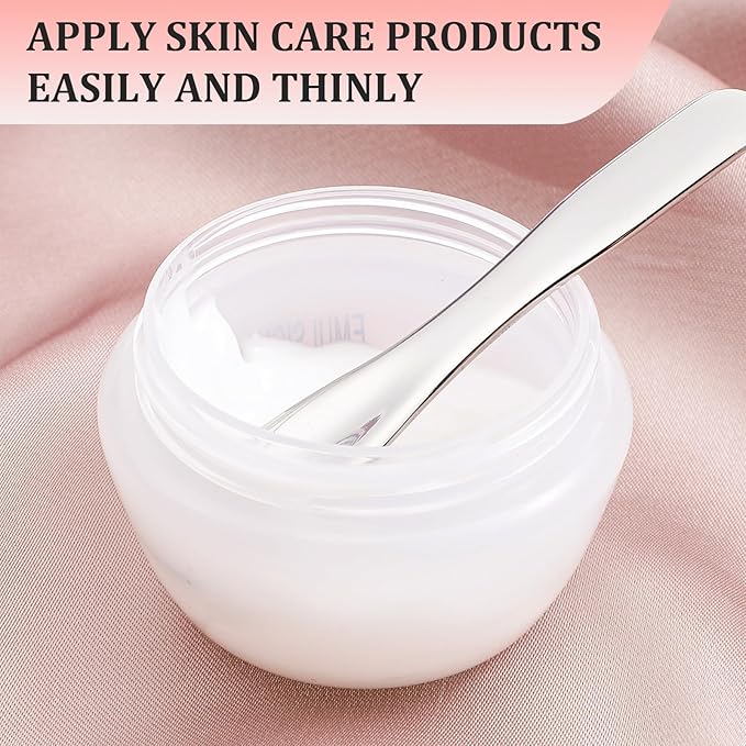 2Pcs Cosmetic Spatula, Reusable Mini Makeup Spatulas Stainless Steel Face Mask Applicator Cosmetic for Skincare Lotions for Sampling and Mixing Creams