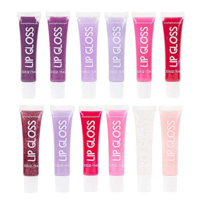 VOTUM Unicorn Lip Gloss Gift Set – 12pcs Assorted Flavors Moisturizing Shimmer Glossy Lip Gloss Squeeze Tubes Party Favor for Kids and Teens (Ages 5+)