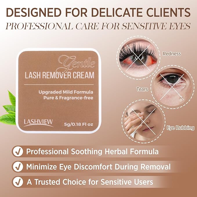 LASHVIEW Eyelash Extension Remover Cream, Gentle Eyelash Glue Remover Low Irritation for Sensitive Skin Gel Texture 5g