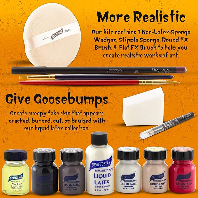 Graftobian Special FX Trauma Pro SFX Makeup Kit - Made in USA - Professional Effects Kit for Halloween, Cosplay, Theater, and Movie, Easy-to-use Cosmetics Collection Set for Beginners and Pros