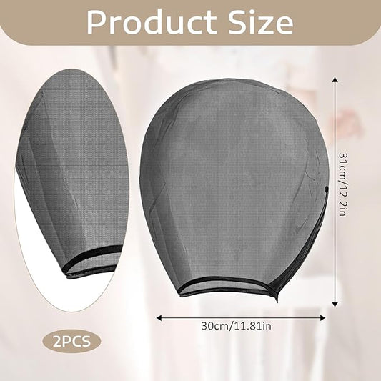 2 Pack Makeup Protector Hood for Face, Protects Hair and Make Up While Getting Dressed, Chiffon Makeup Hood Zipper Closure Face Cover for Women Beauty Weddings Black