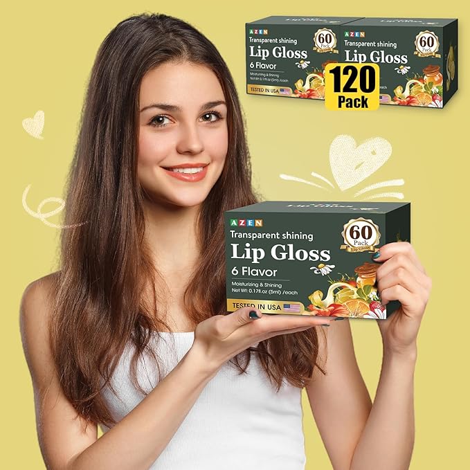 AZEN 120 Pack Lip Gloss Set, Clear Lip Gloss Bulk, Lip Oil for Dry Cracked Lips Moisturizing Hydrating Nourishing with Vitamin E