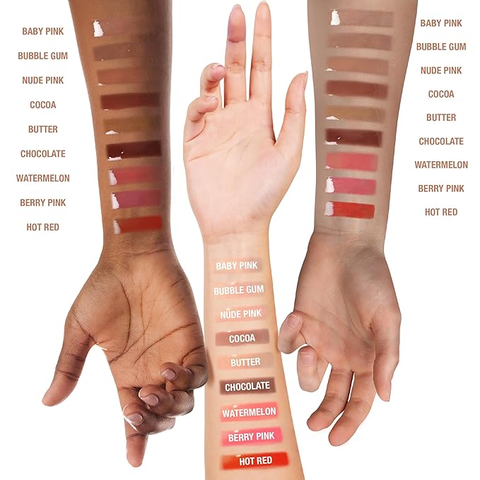Ruby Kisses Broadway Vita-Lip Tinted Lip Gloss (9 Pack) Ultra-Hydrating, Nourishing, Soothing Formula with Vitamins, High-Shine Non-Sticky Lip Balm with Rosehip+Coconut Oil, Pink, Red & Brown Shades