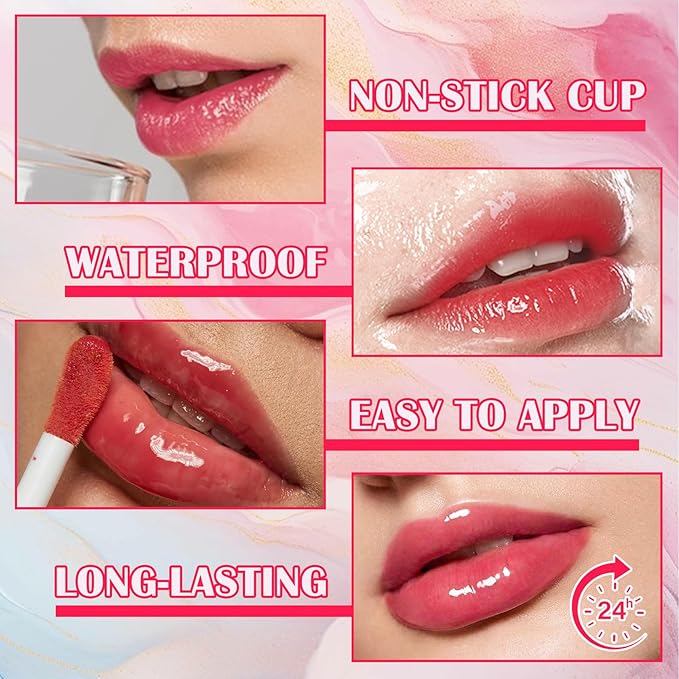 6 Colors Lip Tint Stain Set,Mini Liquid Lipstick Moisturizing Long Lasting Plumping High Pigmented Lip Gloss Set,Lightweight Non-Stick Cup Matte Lipstick for Waterproof Cheek and Lip Tint Makeup C