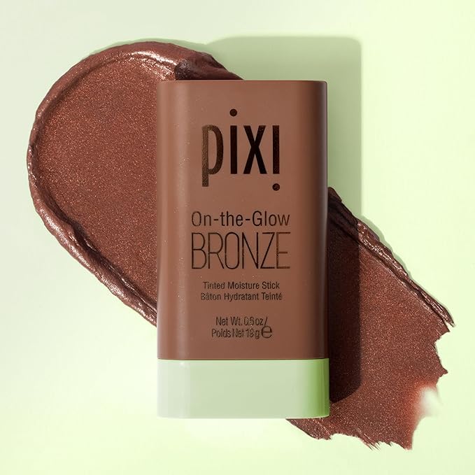 Pixi On-the-Glow Bronze - BeachGlow, Hydrating Tinted Moisture Bronzer Stick with Ginseng, Aloe Vera & Fruit Extracts, For Cheeks & Lips, 19g / 0.6oz, Paraben-Free