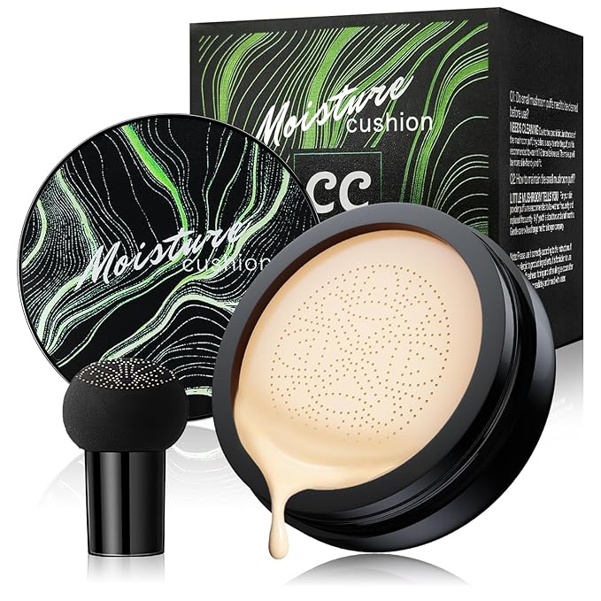 Mushroom Head Air Cushion CC Cream - BB Cream Foundation Makeup Concealer Moisturizing Oil Control, Long-Lasting & Waterproof, Easy Makeup Even Skin Tone (Ivory, 3.21 Ounce (Pack of 1))