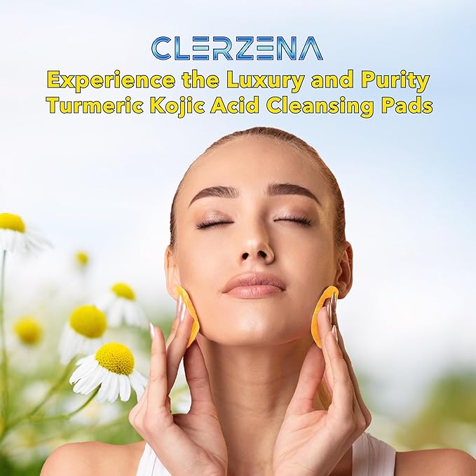 Turmeric Kojic Acid Cleansing Pads | Vitamin C & E, Retinol, Hyaluronic Acid and Turmeric Face Scrub | 60 Kojic Acid and Turmeric Cleansing Pads