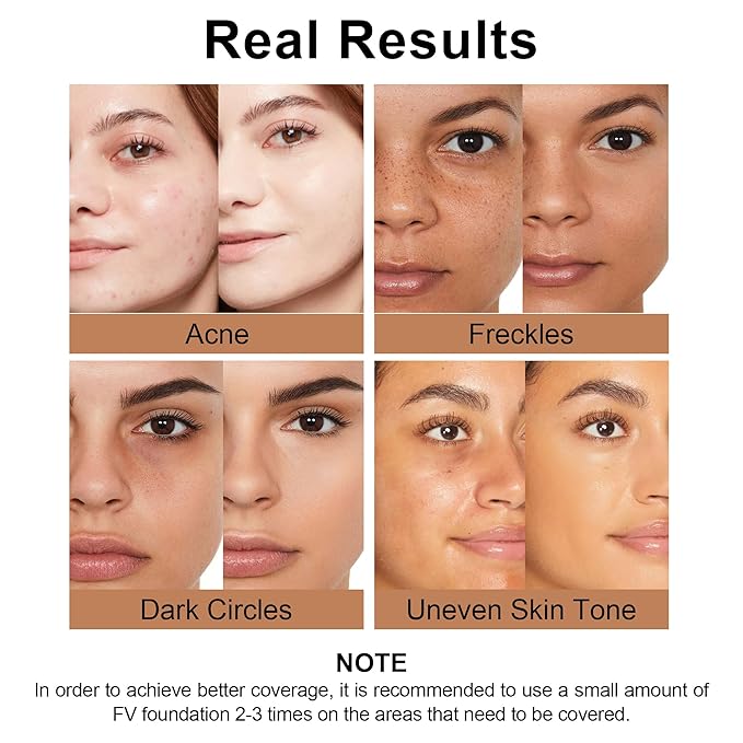 FV Matte Liquid Foundation and Translucent Loose Powder, Waterproof Formula for Oily to Normal Skin Types