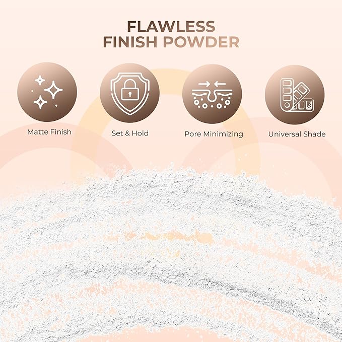 4pc Full Size Kit (Light Tan) Mineral Makeup Matte Translucent Loose Foundation + Kabuki Brush + Concealer + Finishing Setting Powder + Bare Face Full Coverage SPF 30 All Skin Types Waterproof