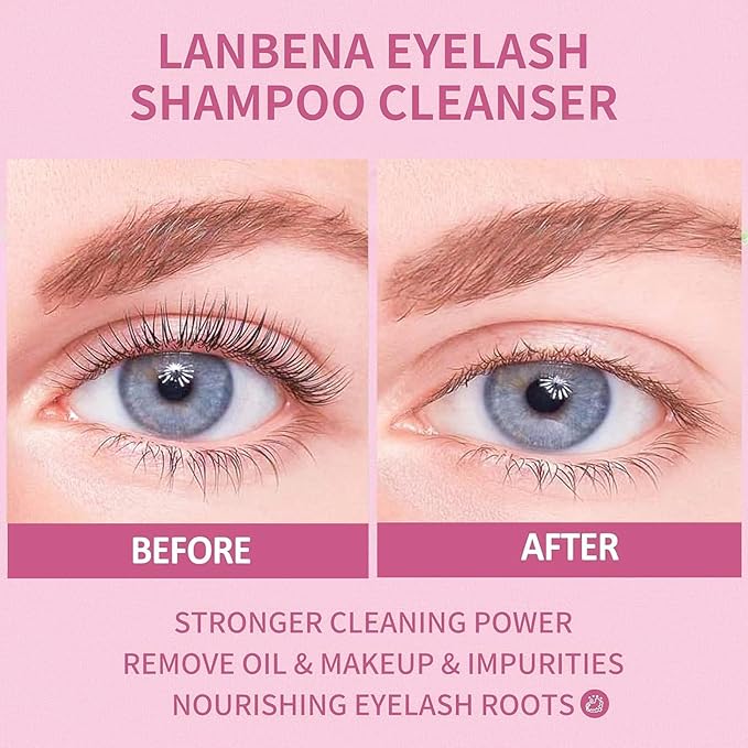 2.02 fl.oz / 60ml Lash Shampoo for Lash Extensions Removing, Eyelid Face Foaming Cleanser and Premium Eyelash Extension Cleansing, Safe Makeup Remover for Professional & Home Use