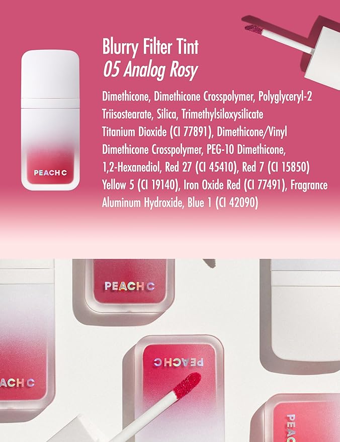 Peach C Blurry Filter 05 Analog Rosy Korean Lip Stain Marker | Matte Korean Lip Tint Long Lasting w/Soft Blur Finish| Comfortably Light & Long Lasting Lip Tint |Smooth Lip tint Stain 0.21 Fl Oz