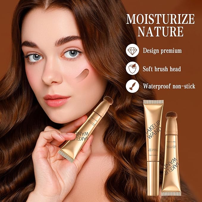 Contour Wand and Blush Wand, 2 in 1 Contouring Wands, Waterproof and Sweat Proof Makeup Stick for Women, Beauty Sticks for Cheeks, 2 in 1 Blushs with Applicator (Contour Wand, 0.66 Fl Oz)