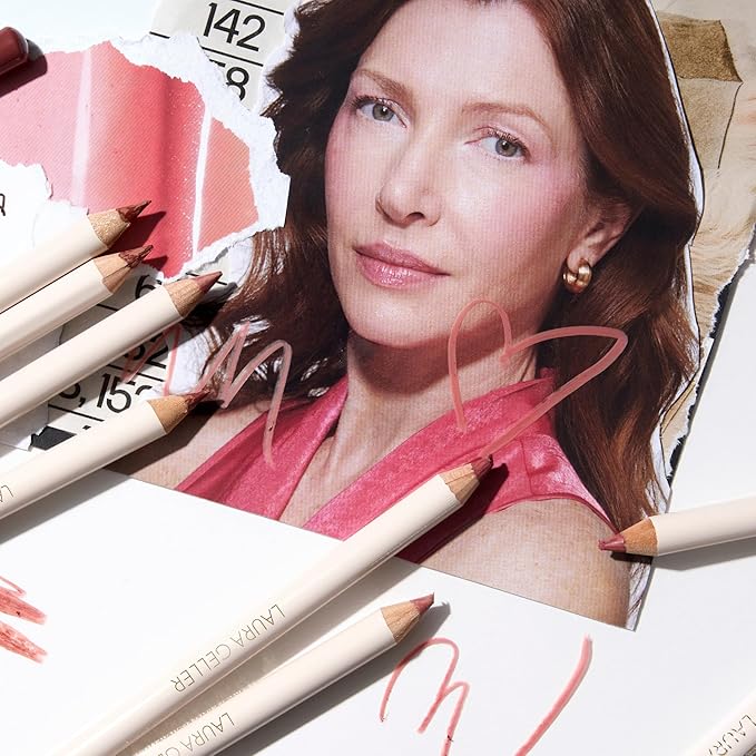 LAURA GELLER Nourishing Fine Shine Glossy Lip Oil, Rose Garden + Marble Lips Multidimensional Lip Liner, Poetic Pink | Get All-Day Hydrated Lips