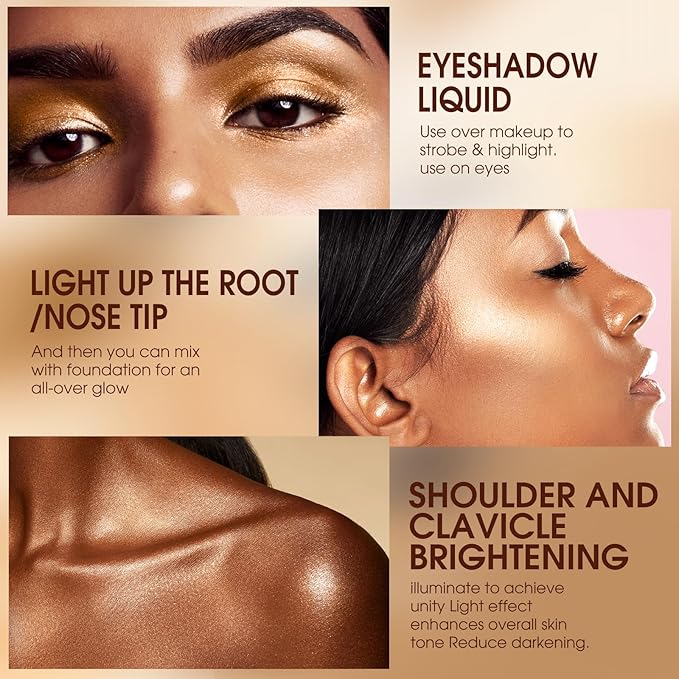 GECOMO Highly Pigmented Liquid Contour - Built-in Sponge Tip Sculpted Complexion Wand Contour Long Lasting Natural Buildable Highlighters Contour Contouring Bronzer 0.17 OZ/5.2ml - 03 LIQUID GOLD