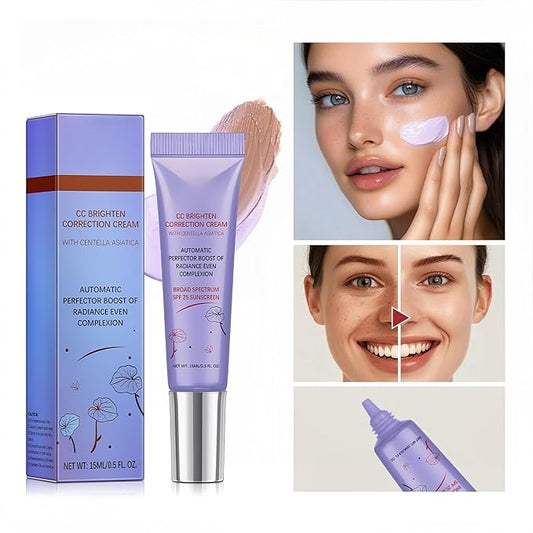 MAEPEOR Color Correcting CC Cream 5 Colors Lightweight Multi-Purpose Facial Concealer with Illuminating Finish Soothes & Hydrates Skin (04 Purple)