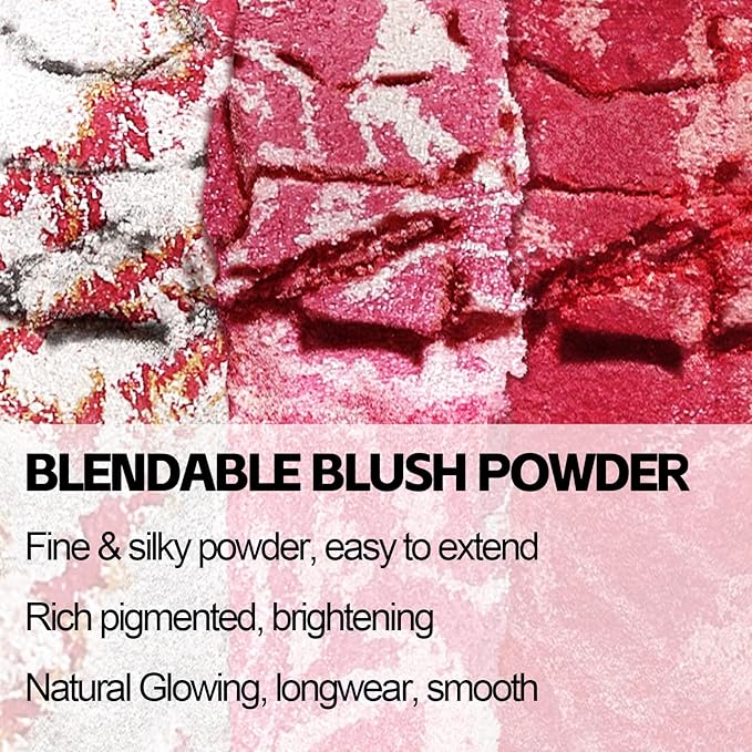 Boobeen Baked Powder Blush, Highlighting Pressed Blush Face Blushes Highlighter Finishing Powder Makeup, Natural Flush Tint for Cheeks, Long-wear Glow, Easily Blends