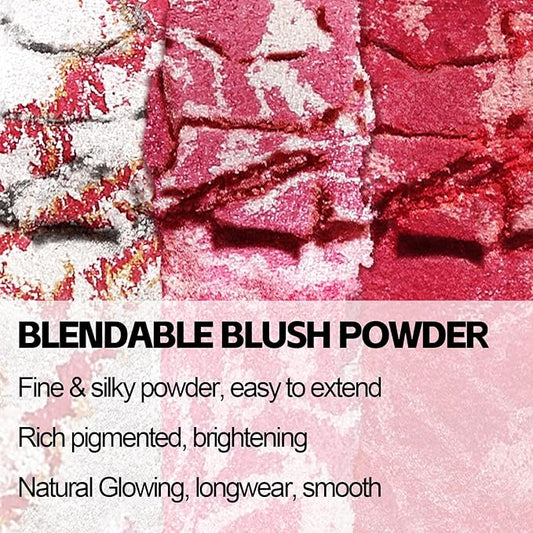 Boobeen Baked Powder Blush, Highlighting Pressed Blush Face Blushes Highlighter Finishing Powder Makeup, Natural Flush Tint for Cheeks, Long-wear Glow, Easily Blends