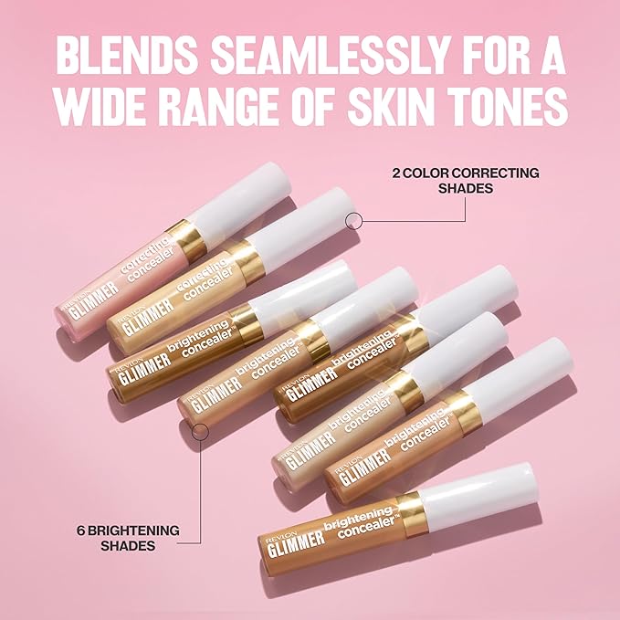 Revlon Glimmer Correcting Concealer, Liquid Under Eye Makeup, Made with Caffeine, Vitamin C, & Stevioside, 115, 0.3 fl oz