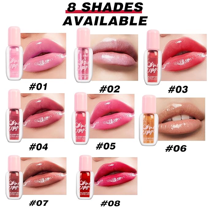 Plumping Lip Gloss With Chili Extract, Fuller Lips Instantly! Ultra-Hydrating & Nourishing, Volumizes, High-Shine, Lip Plumping Lip Tint Lipstikc, and Define Your Lips Naturally (B, 03)