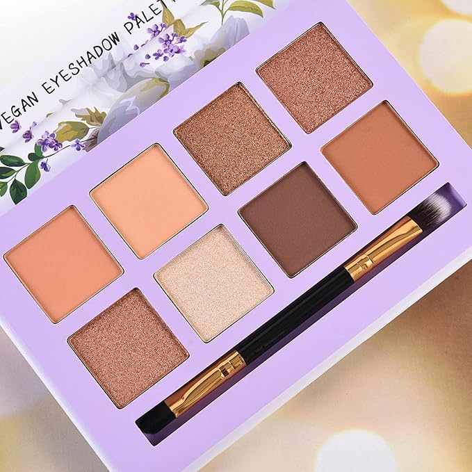 Vegan Eyeshadow Palette, Nude Eyeshadow Palette, 16 Shades Organic Eyeshadow palette & Matte Eyeshadow Palette with Brush, 8 Shades