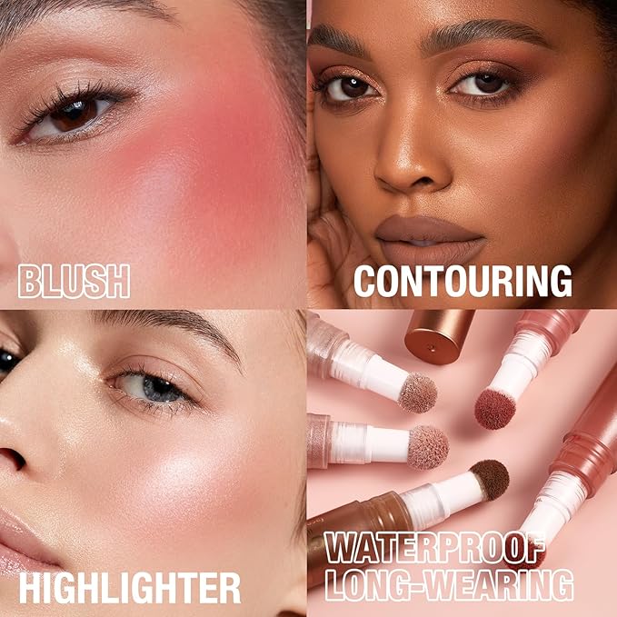 Blush Stick,Liquid Blush Stick,Silky Smooth Creamy Formula,Lightweight Blendable Blush Rouge Stick,Naturally Sculpted Look Professional Beauty Makeup Blush (01/02/03/04/05/06)