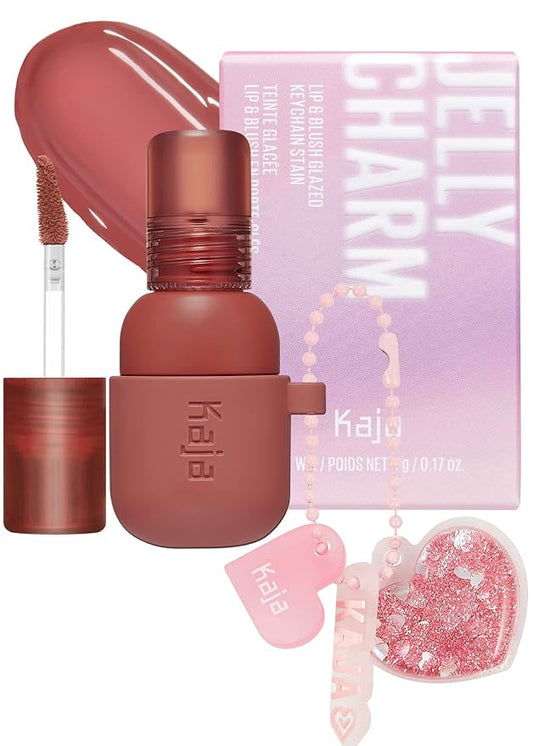 Kaja Lip & Blush Glazed Keychain Stain - Jelly Charm 05 Peach Fizz + Blush - Cheeky Stamp 07 Spicy, 0.17 Oz Bundle
