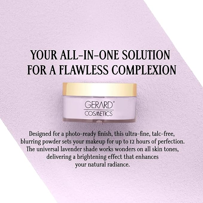 Slay the Bake Blurring Powder by Gerard Cosmetics (Purple), Purple Setting Powder to Blur, Set, and Brighten, Mature Skin Friendly, Talc Free, Cruelty Free, Vegan (0.28 oz)