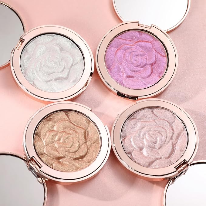 Highlighter Palette - Cream, Long Lasting Glitter Highlighter Makeup - Purple