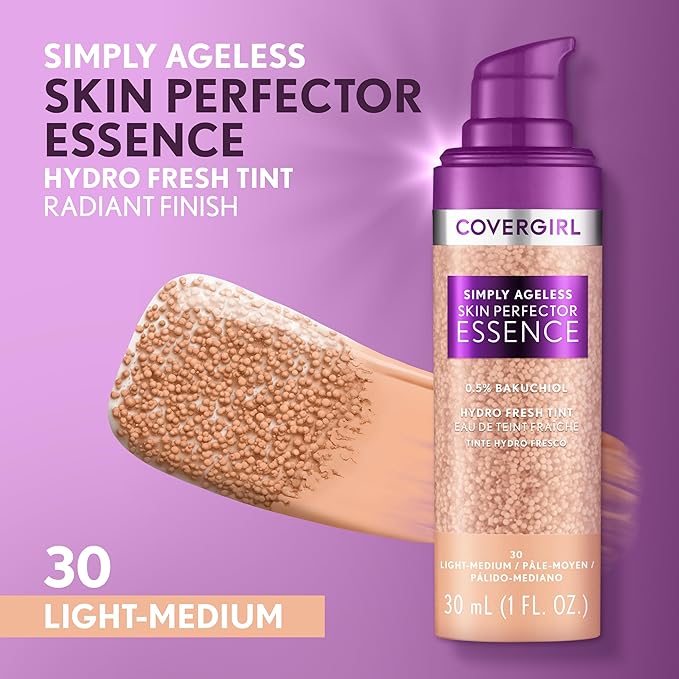 Covergirl Simply Ageless Skin Perfector Essence Foundation Bundle with Shades 20 Light and 30 Light-Medium, 1oz Each
