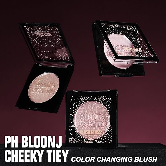 Multi Glow Balm Blush, Ph Changed Cream Blush for Cheeks&Eyes, Shimmer Blush Balm Glitter Face Makeup, Radiant Finish, Hydrating, Creamy, Lightweight & Blendable Color for Women, #03