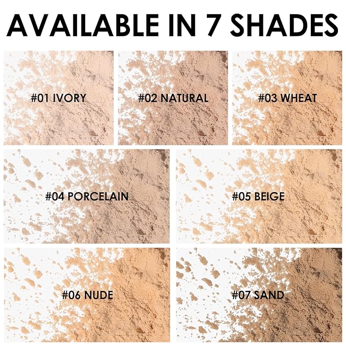 FOCALLURE Oil Control Loose Face Powder, Translucent Loose Setting Powder, Shine-Free Matte Finishing Powder, Long-lasting & Lightweight Sets Foundation Makeup, Includes Velour Powder Puff, Wheat