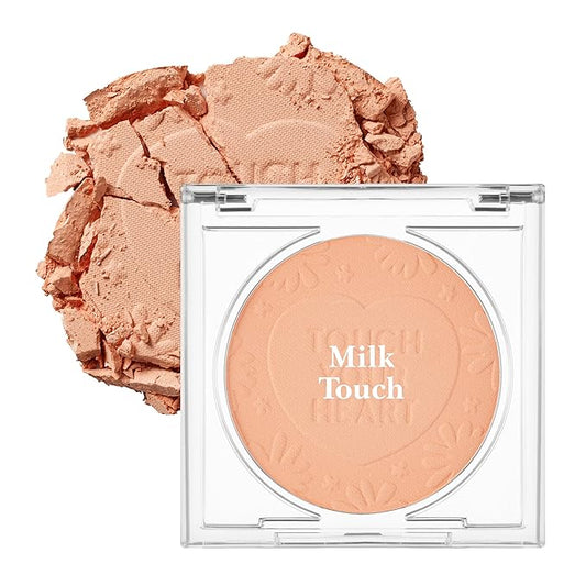 MILKTOUCH Touch My Cheek in Bloom Blush Pure Apricot | Face Blushes, Oil Absorbing Compact Powder Makeup, Face Powder for Oily Skin Korean Blush (0.18oz)