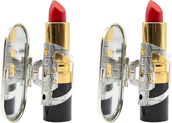 Stephanie Imports Set of 2 Clip-On Round Lipstick Mirrors (Throwback Squares)