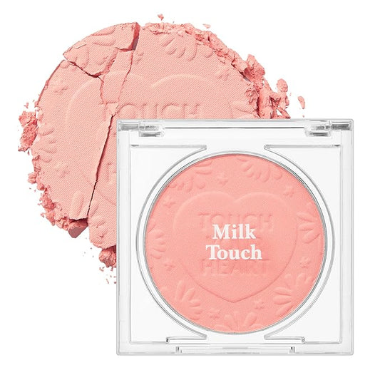 MILKTOUCH Touch My Cheek in Bloom Blush Sunshine Peony | Face Blushes Compact Powder Makeup | Oil Absorbing Powder Compact | For Oily Skin Korean Blush (0.18 oz)