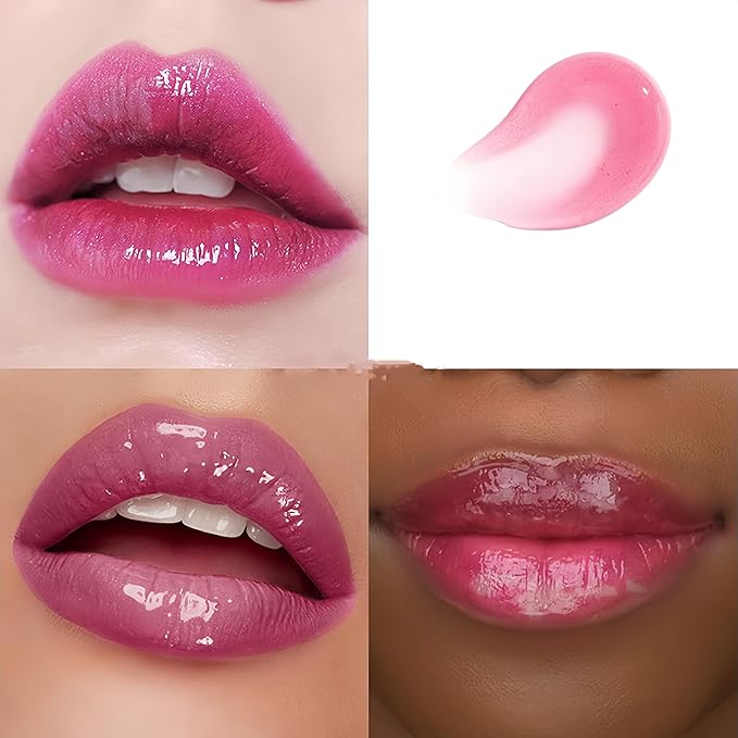 Changing Lip Gloss Non-sticky Moisturizing Lip Oil Gloss Nourishing Shiny Glossy Lipgloss for Lip Care and Dry Lip with Big Brush