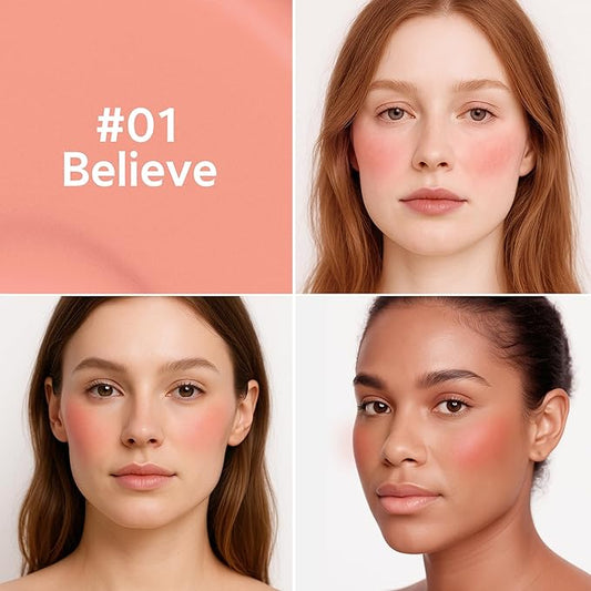 FV Liquid Blush, Long Lasting Buildable Cream Cheek Tint with High-Pigment Color, Weightless Blendable Formula for Natural Dewy Finish (Believe)