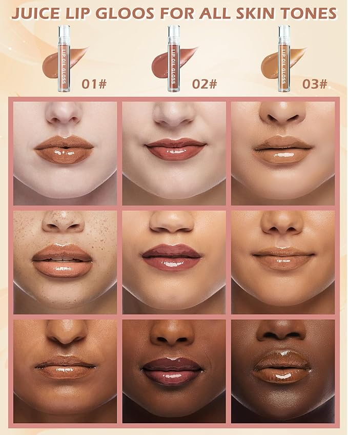 Hydrating Lip Tint Stain-1Pcs Tinted Plumping Lip Glow Oil, Moisturizing Water Lip Stain Makeup, Pigmented Non-Sticky Vegan Lip Gloss, Multi-Use Lip & Cheek Tint, Nude Glossy Finish, Cruelty Free-02#