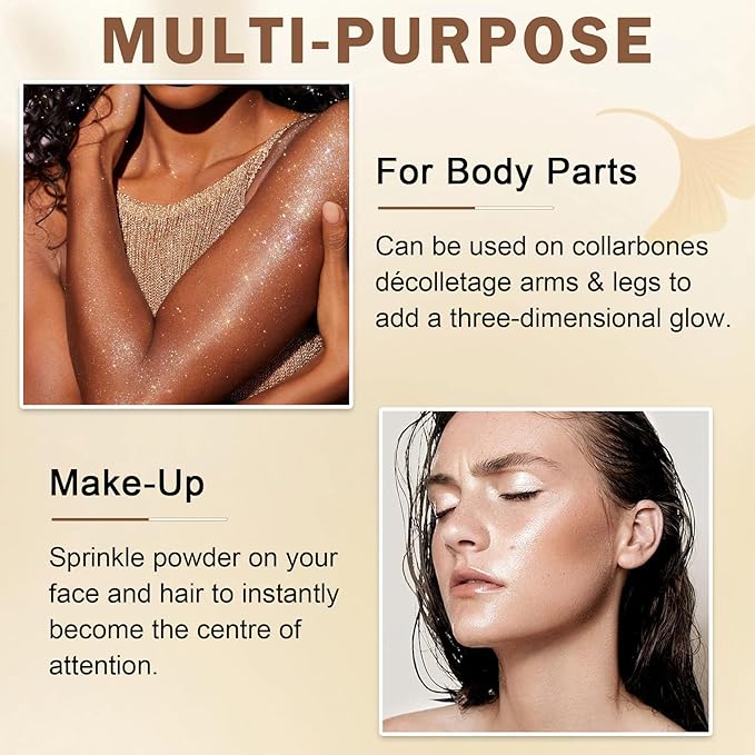 Body Shimmer Oil Body Luminizer Glow For Face,Moisturizing Smooth Shimmer Body Lotion Waterproof Liquid Highlighter Makeup with Makeup Brush-101 Rose Gold